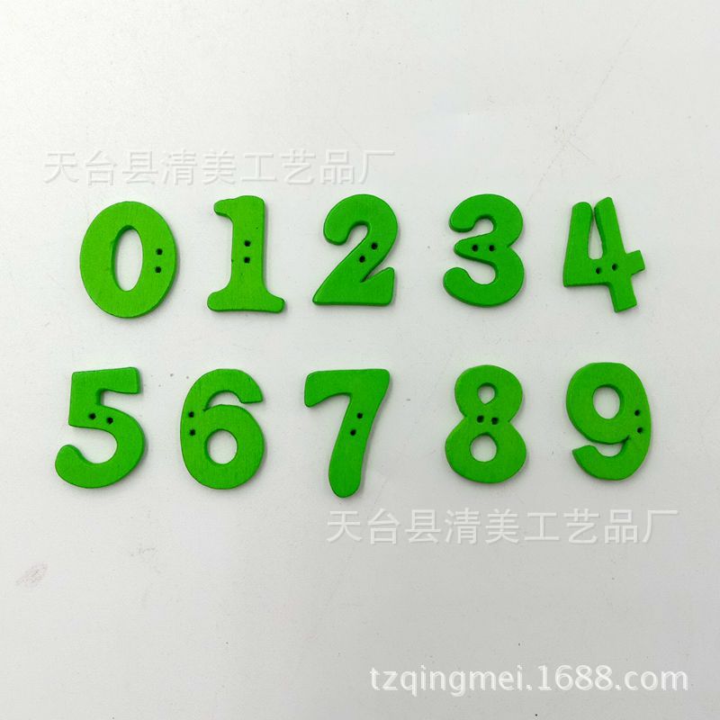 0-9 piezas de color de madera de bricolaje de doble agujero digital pintado de madera digital botón 100 piezas por paquete