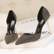 9219-92 Korean version of fashion elegance, super high heel, shallow tip, sparkling diamond, hollow hollowed high heel shoes.