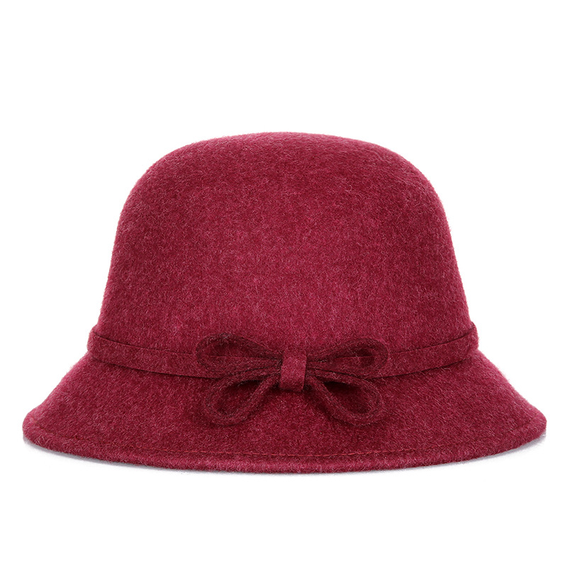 Sombrero de otoño e invierno sombrero de fieltro para mujer 2020 nuevo australiano de lana pura arco de lana sombrero de lavabo de una pieza de entrega