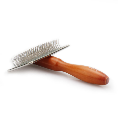 Pet comb, pin comb, long-haired dog comb, open knot comb, wooden handle steel plate comb Petiybeauty/Poly
