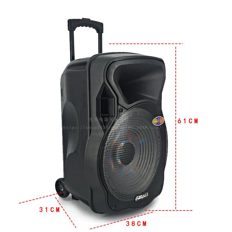 厂家直销 彩灯15寸带蓝牙户外移动拉杆电瓶音响 广场舞大功率音箱详情图5