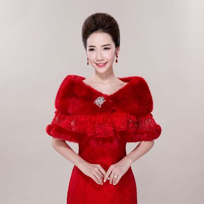 新娘纱披肩来样定制 毛绒披肩订做