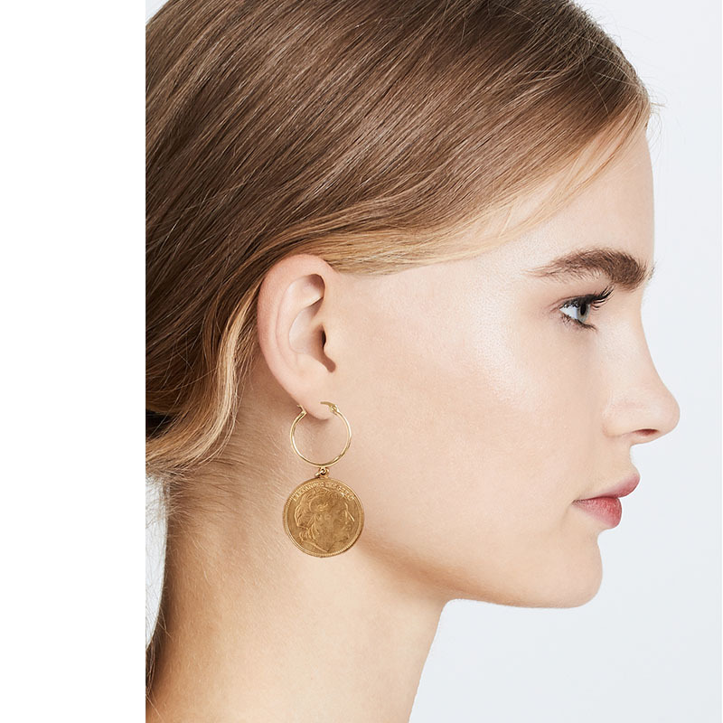 New Retro Coin C-shaped Gold Coin Tassel  Fashion Exquisite Earrings display picture 1