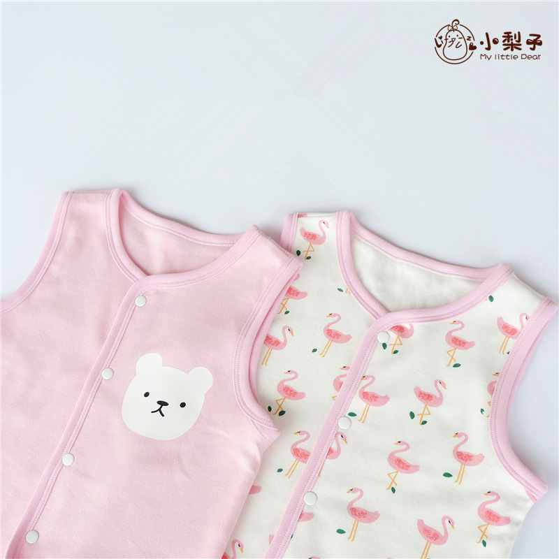 Cartoon Korean Edition Children's clothing spring and autumn baby child baby girl children Vest waistcoat coat pure cotton double-deck 2018
