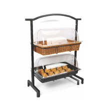 批发二层直立地面面包店自助餐厅面包水果点心独立展示架仿藤篮子