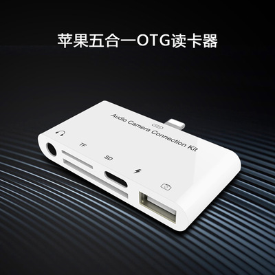 适用ipad/iphoneX苹果手机转SD卡tf读卡器五合一多功能转换器otg