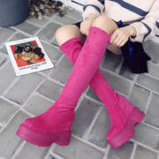 超高跟高筒靴绒面长靴女厚底加绒百搭内增高女鞋10cm时尚保暧棉靴