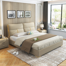 Giường vải Bắc Âu hiện đại tối giản giường đôi có thể giặt được phòng ngủ chính giường đôi giường 1,8 m 2.2 giường vải giường Giường vải