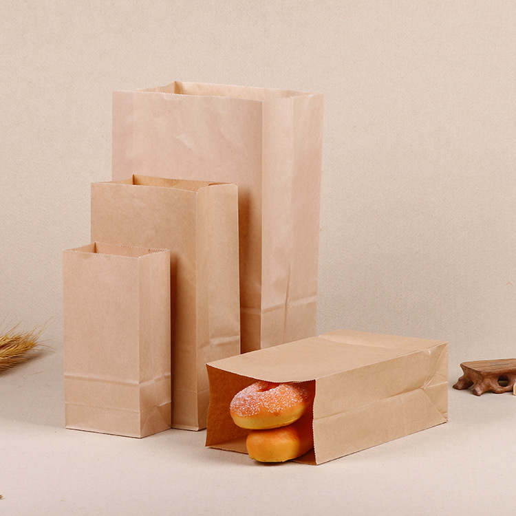 现货牛皮纸袋方底面包袋烘培西点外卖袋食品袋定制 打包袋批发