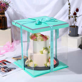 爆款烘焙包装单层双层加高多规格PET透明生日蛋糕盒小西点盒批发