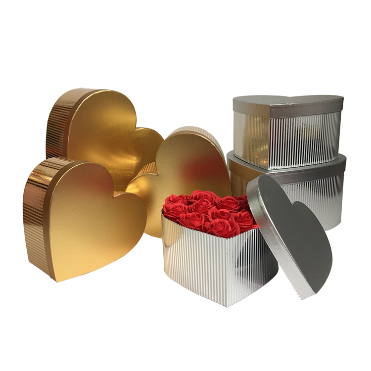 奥力派 现货 高档线条 心形花盒三件套 鲜花礼品盒 圣诞礼盒