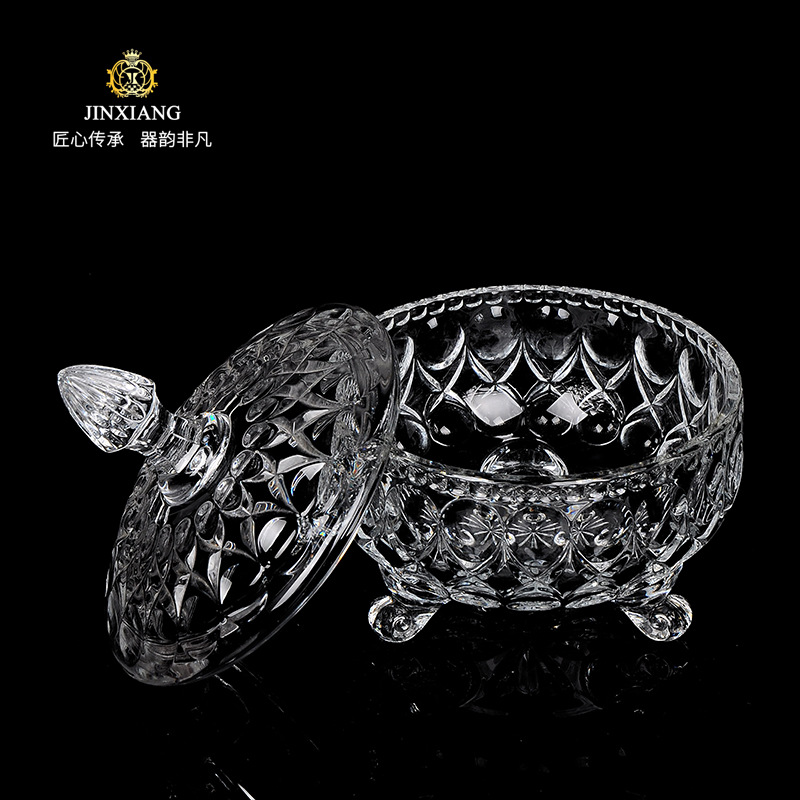 首饰ins梳妆台玻璃罩收纳盒桌面欧式首饰盒储物罐水晶展示糖果罐