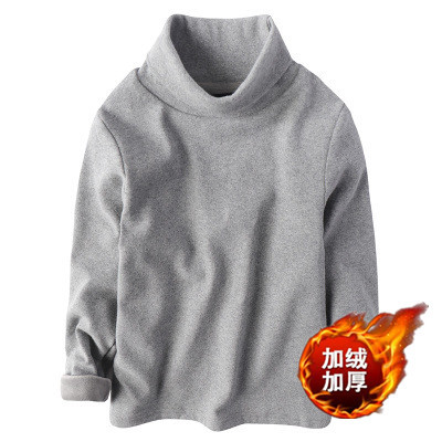 Otoño e invierno forro polar engrosado de cuello alto de los hombres camisa de fondo de manga larga delgada de color sólido de Cuello medio Camiseta de manga larga ropa de otoño cálido