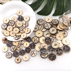 Wholesale 25 classic retro disc British antique series wooden buttons DIY handmade buttons