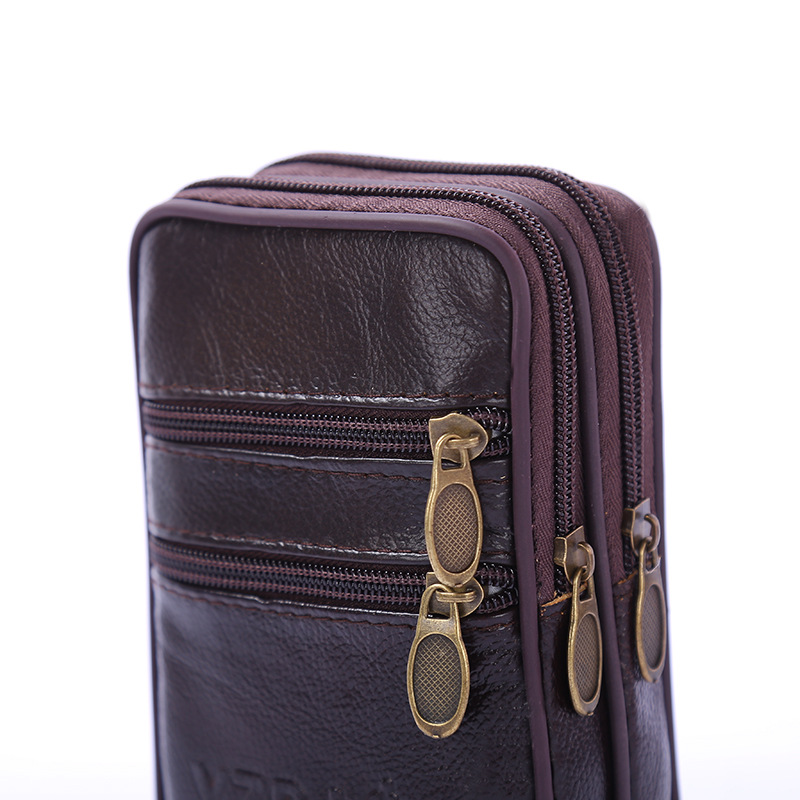 Manufacturers Wholesale Wear Belt New Business Mobile Phone Bag Male Multi-Functional Cowhide Vertical Waist Pack Change Key Wholesale Item Picture