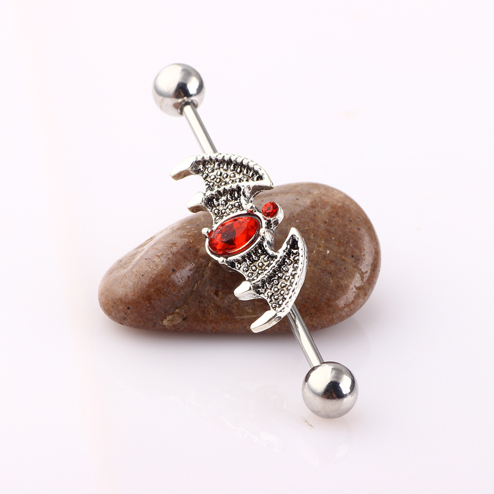 Black Bat Industrial Ear Stud Long Earring eBay AliExpress WISH Tongue Nail Piercing Ear Expansion detail image 9