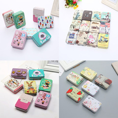 Cartoon Rectangle Tin Box Creative Postcard Packaging Iron Box Metal Packaging Decorative Storage Box