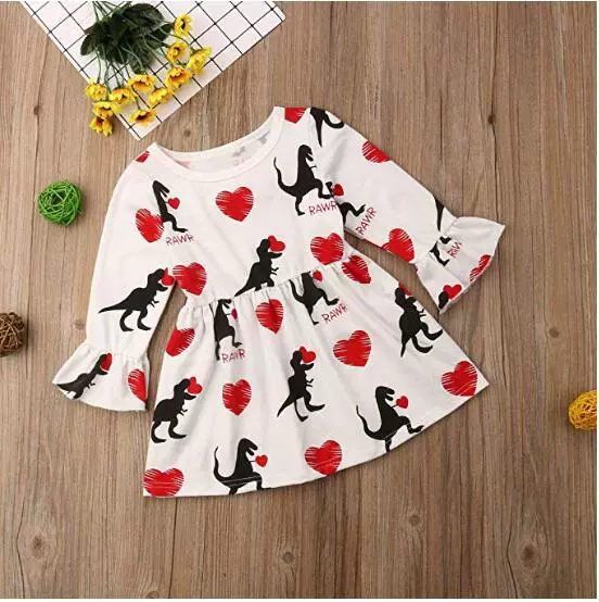 Children's dress, megaphone, long-sleeve for St. Valentine's Day, girl's skirt, new collection, A-line, Amazon