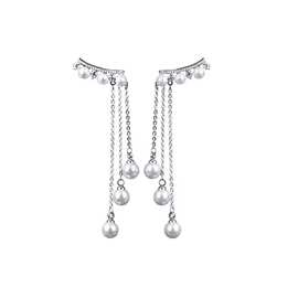 厂家直供925纯银针韩版多流苏耳环小珍珠 明星款气质女耳坠 代发