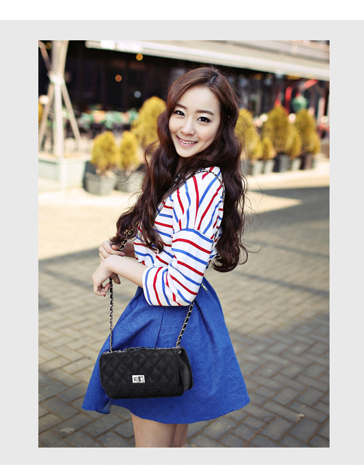 New Fashion Rhombic Chain Turn Lock Bag Chain Crossbody Bag Shoulder Bag display picture 8