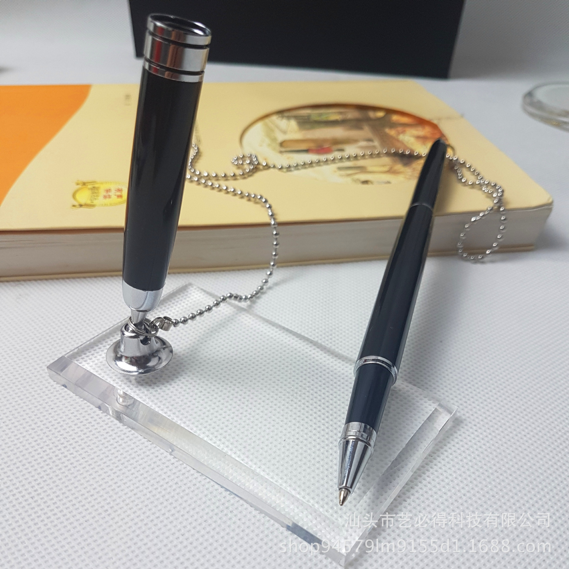 金属台笔 银行柜台签字笔 方形水晶底座创意柜台中性笔 个人礼品-阿里巴巴