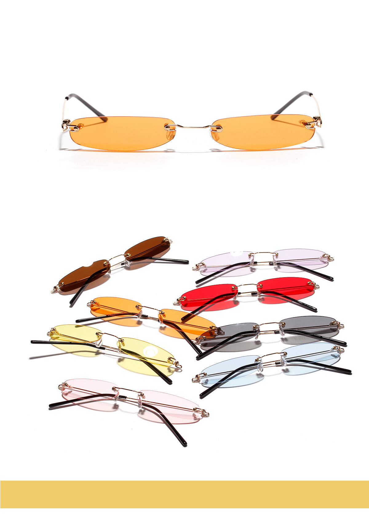 813033 Ultra-kleine Rahmen-sonnenbrille, Weiblicher Trend, Internet-promi-stil, Randlose Brille, Transparente Ozean-farb Linse display picture 12