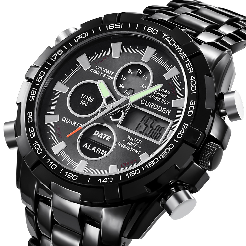 Chronograph Business Watch Men Full Steel Digital Wristwatch
