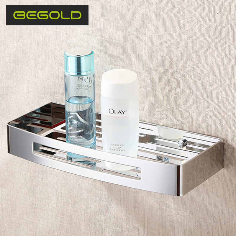 卫浴置物架 浴室长方形单层304不锈钢壁挂式角篮置物篮挂件批发