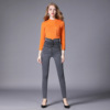 autumn high waist zipper elastic jeans slim pencil pants trousers