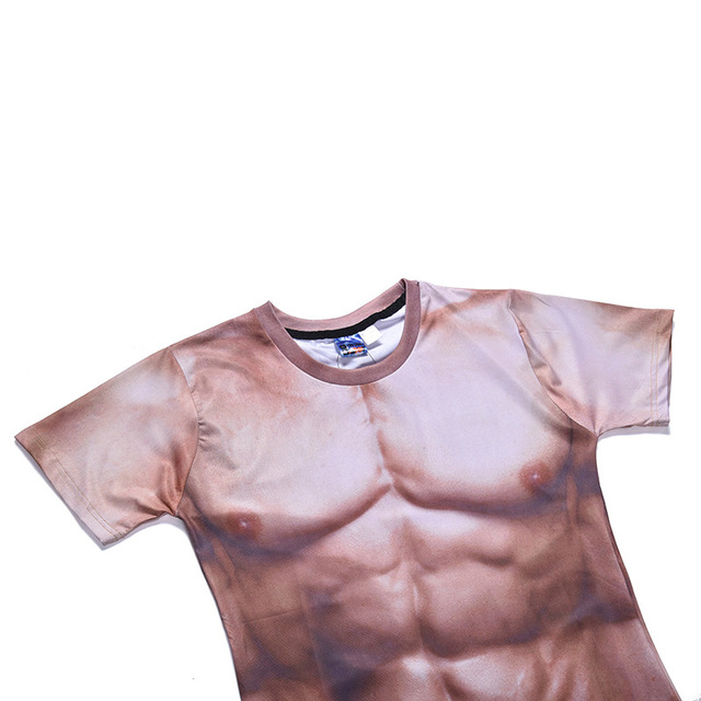 New Round-collar Human Muscle 3D Printed T-shirt Short-sleeved 