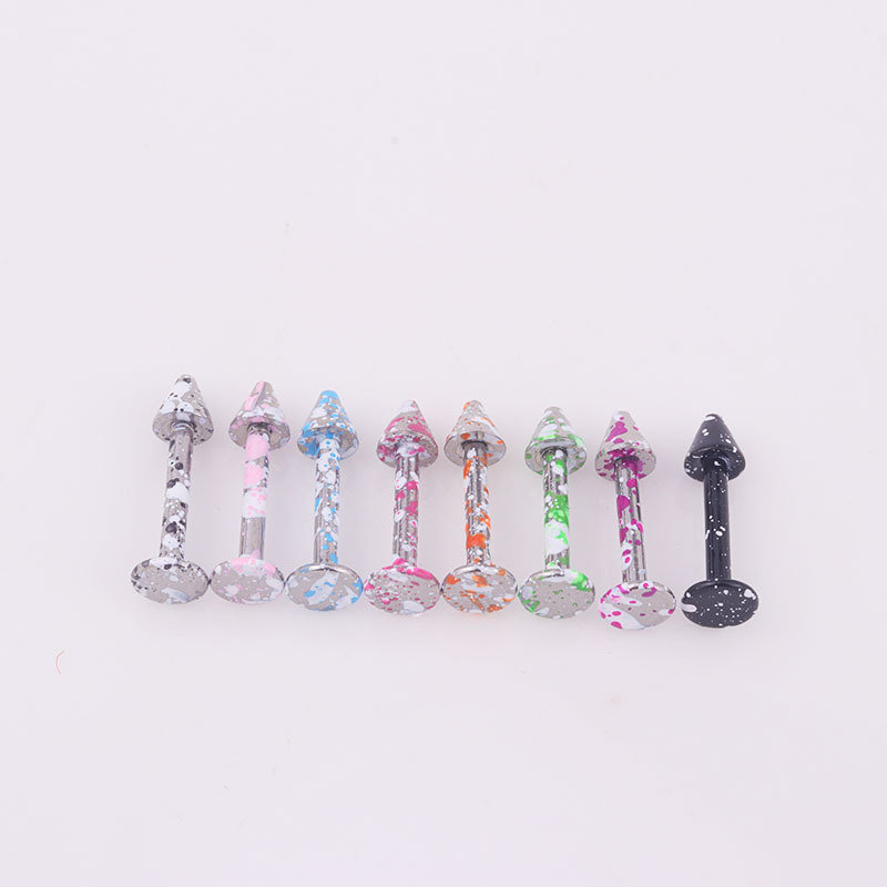 8-color Lacquered Stainless Steel Pointed Cone Lip Stud display picture 6