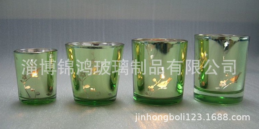 厂家供应彩色电镀雕刻LOGO香薰蜡烛玻璃杯