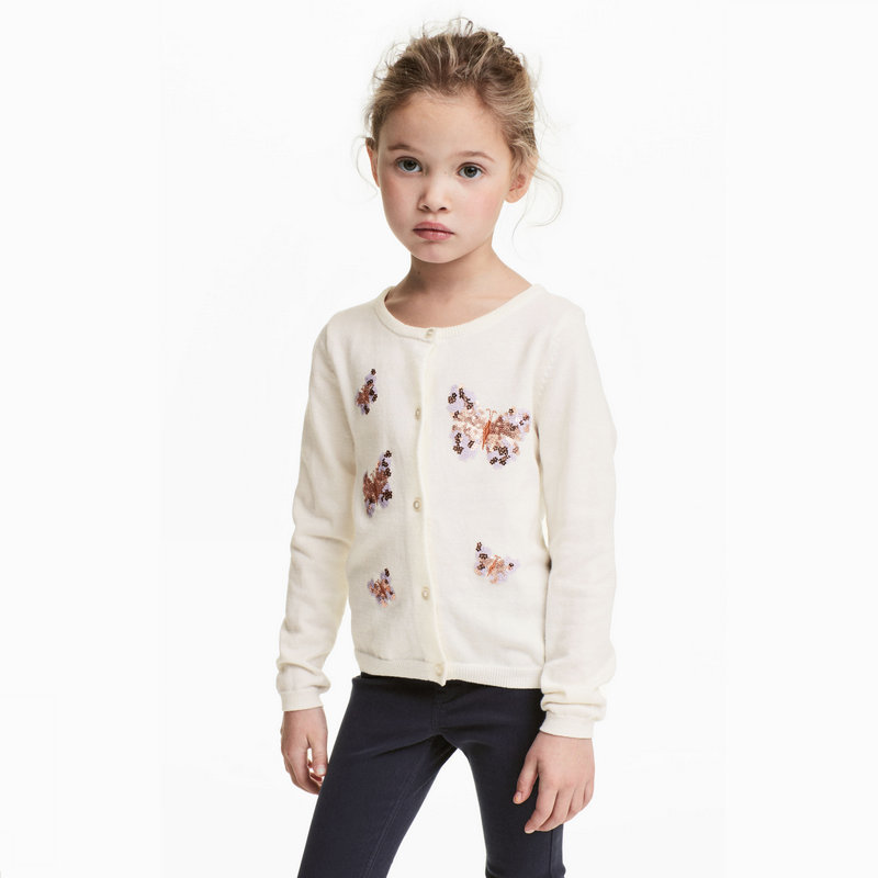 Autumn and winter new pattern girl Sequin embroidery butterfly Cotton Knitted sweater Cardigan T-shirts Sweater