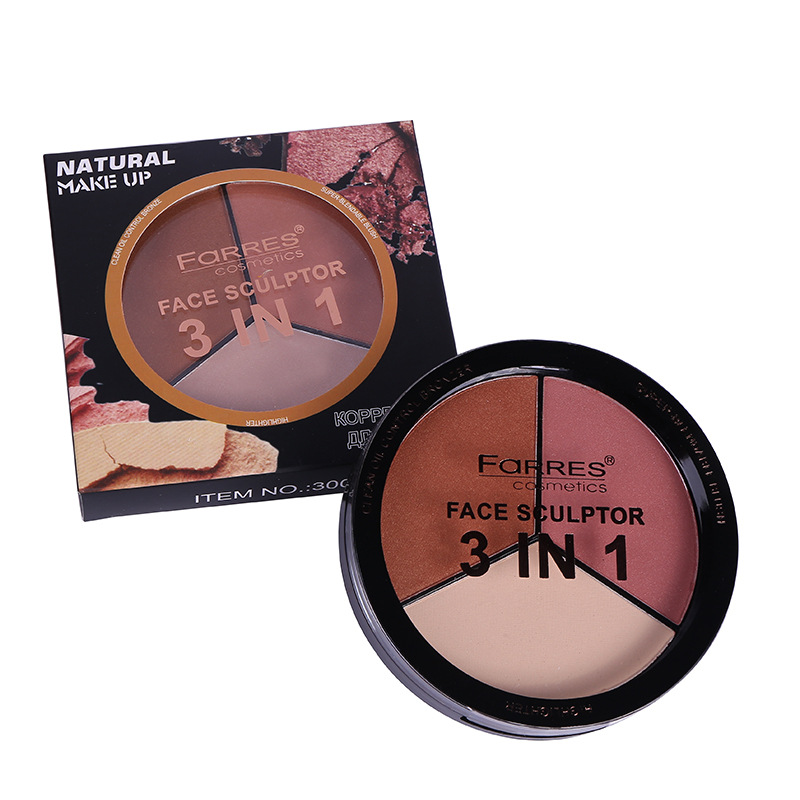 爆款farres多色腮红粉饼修容组合彩妆盘 胭脂盘 欧美彩妆跨境 彩