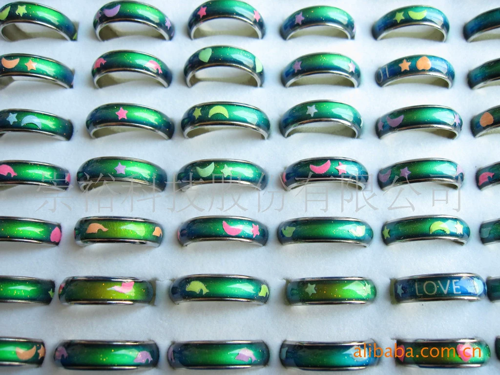 Поставка кольца для изменения цвета, 12-цветное кольцо настроения, кольцо для изменения цвета ЖК-дисплея, эмоциональное кольцо для изменения цвета