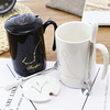 Black zodiac signs, ceramics, coffee cup for beloved with glass