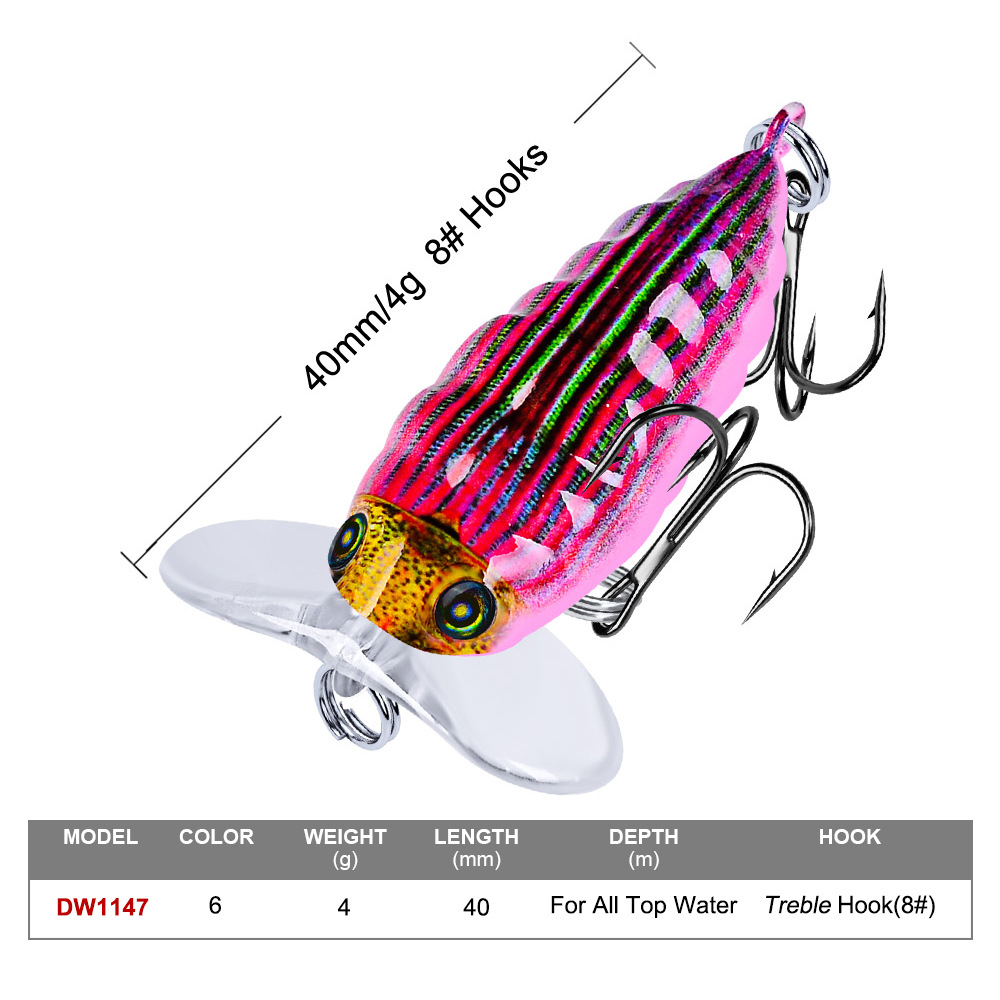 Small Jitterbug Fishing Lures Hard Plastic Baits Bass Trout Fresh Water Fishing Lure