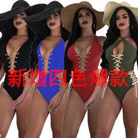 BN9079 速卖通wish欧美性感绑带连体泳装，多种穿法、多色可选