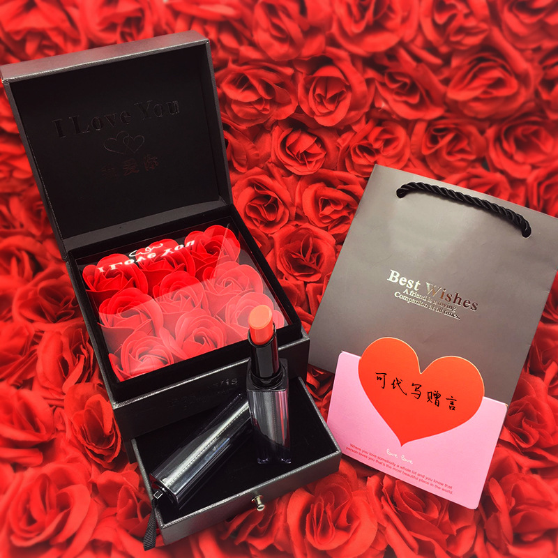 高端口红定制 情人节生日礼物送女朋友老婆情人表白玫瑰唇膏礼盒|ru