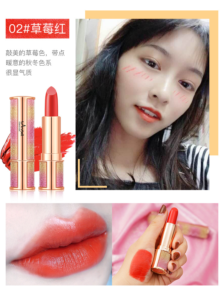 Fashion Starry Sky Lipstick Female Matte Chili Color Long-lasting Lipstick display picture 2