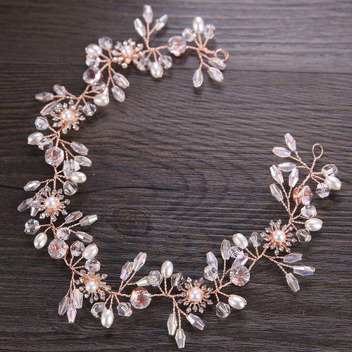 Hairpin hair clip hair accessories for women Crystal headdress rose golden lady Flower Hair Band Wedding Dress Accessories