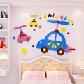 卡通小汽车3d立体墙贴儿童房宝宝卧室床头幼儿园背景墙面装饰贴画