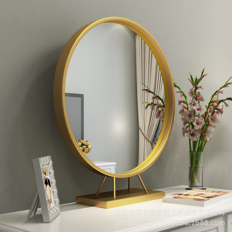 春隆工艺厂家直销北欧创意台式圆形化妆镜梳妆台镜子卧室镜浴室镜|ms