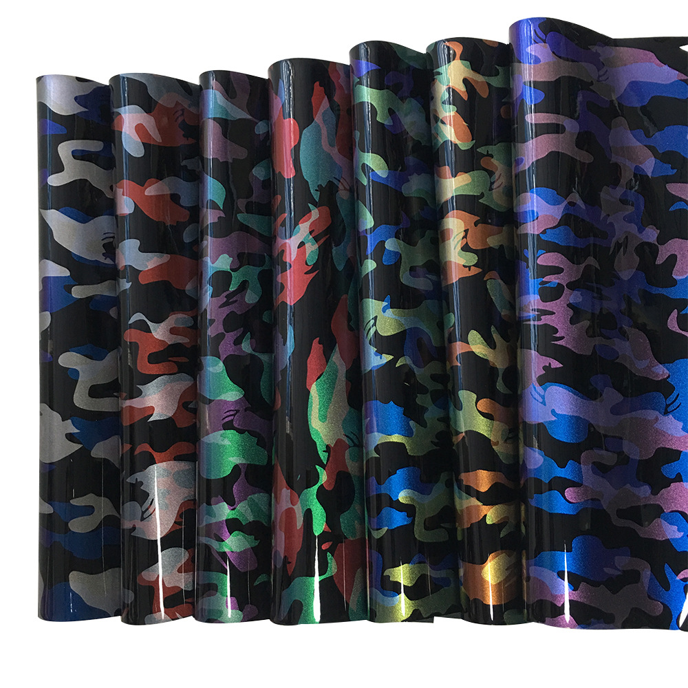 厂家直销迷彩PU 高亮无折痕水晶镜面PU人造革 鞋材箱包漆皮面料