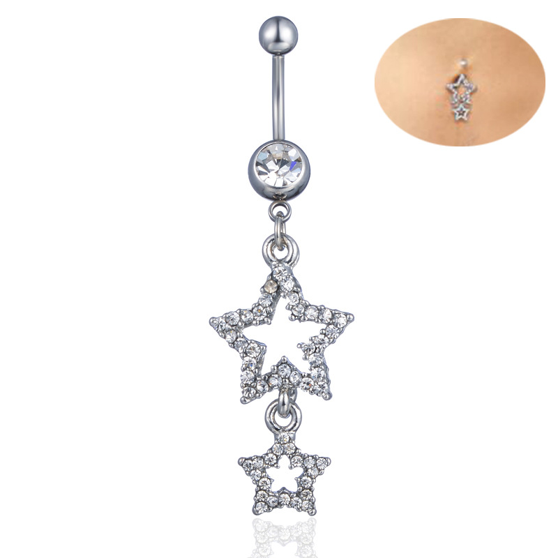 Fashion Piercing Jewelry Diamond Star Pendant Belly Button Ring Wholesale display picture 1