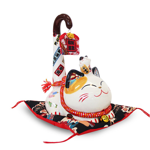 Le Meow Fu Yuan Long Tail Cat Ceramic Piggy Bank Shop Opening Home Checkout Good Luck Decoration Lucky Cat