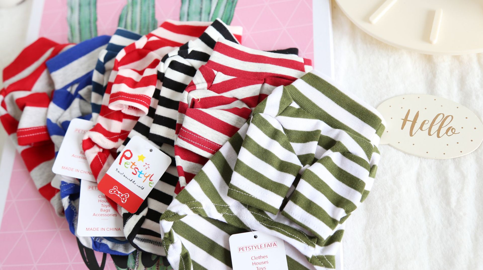 七色宽条纹打底衫