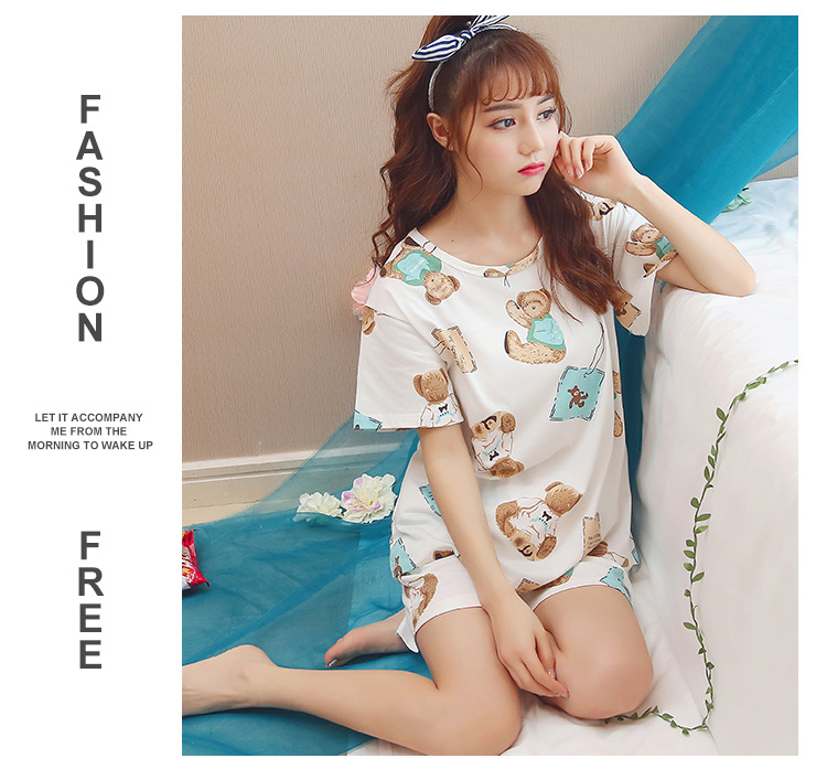 帮手描述图：华信-2018夏季新款短袖6535睡衣女套装学生