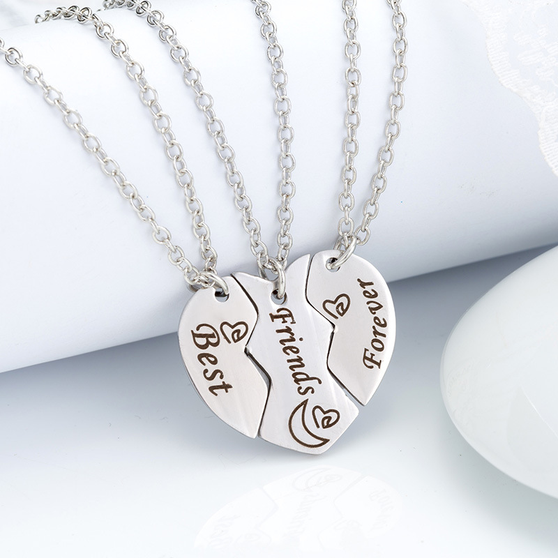 Fashion Lettering Peach Heart Pendent Necklace Set display picture 3