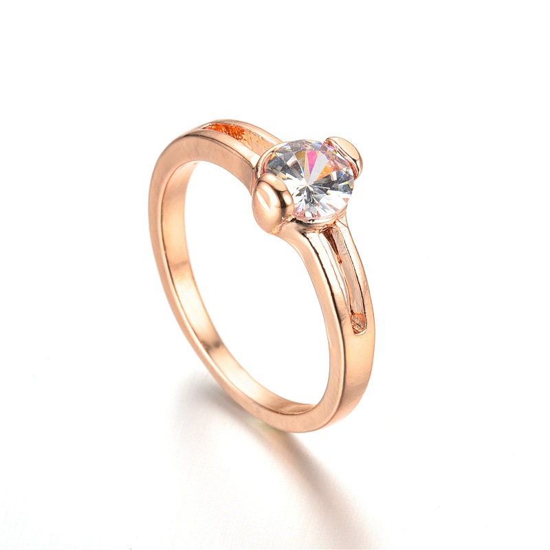 European And American New Ring Micro Inlaid Zircon Couple Ring Simple All-match Diamond Rose Gold Ring display picture 2
